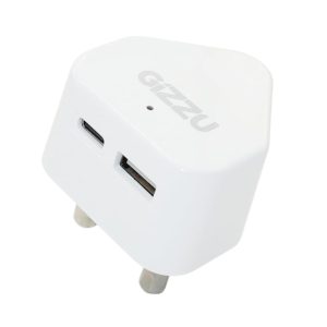 GIZZU Wall Charger Type C 20W|USB SA 3 Prong - White