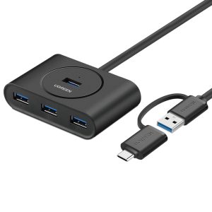 UGREEN 4-Port USB 3.0 Hub with Micro USB | 5Gbps Data Transfer - 0.5m