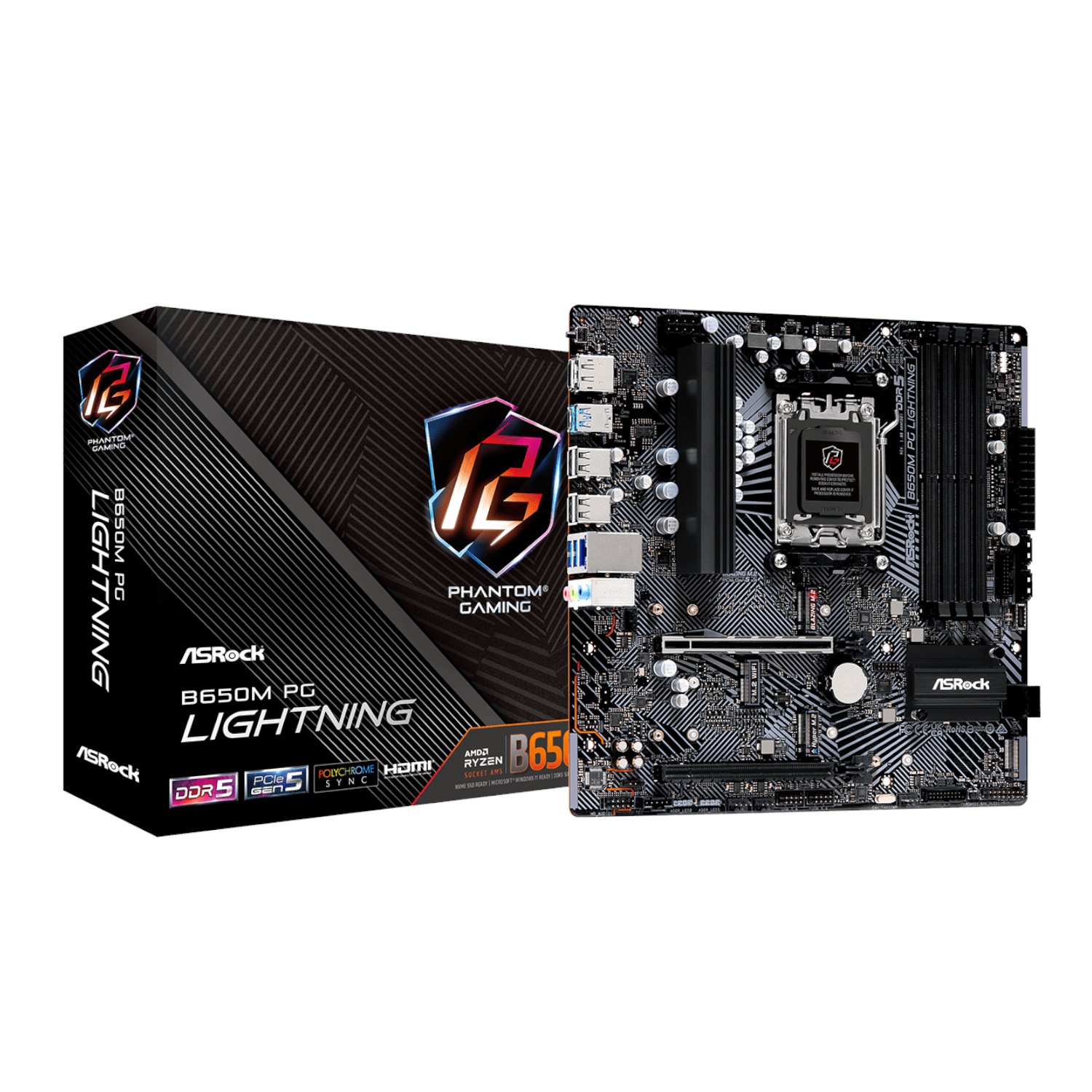 ASRock B650M PG Lightning AMD AM5 Micro ATX Motherboard ASRock B650M PG Lightning AMD AM5 Micro ATX Motherboard