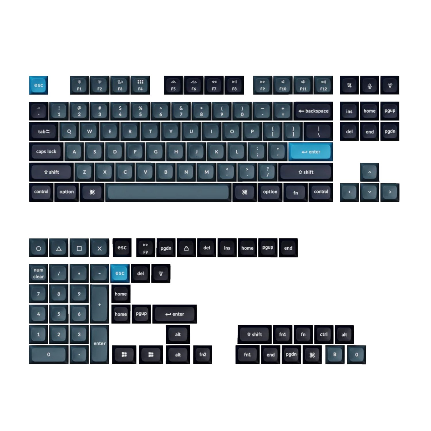 Keychron Double Shot KSA PBT Keycap Set - Dark Grey/Grey/Blue Keychron Double Shot KSA PBT Keycap Set - Dark Grey/Grey/Blue