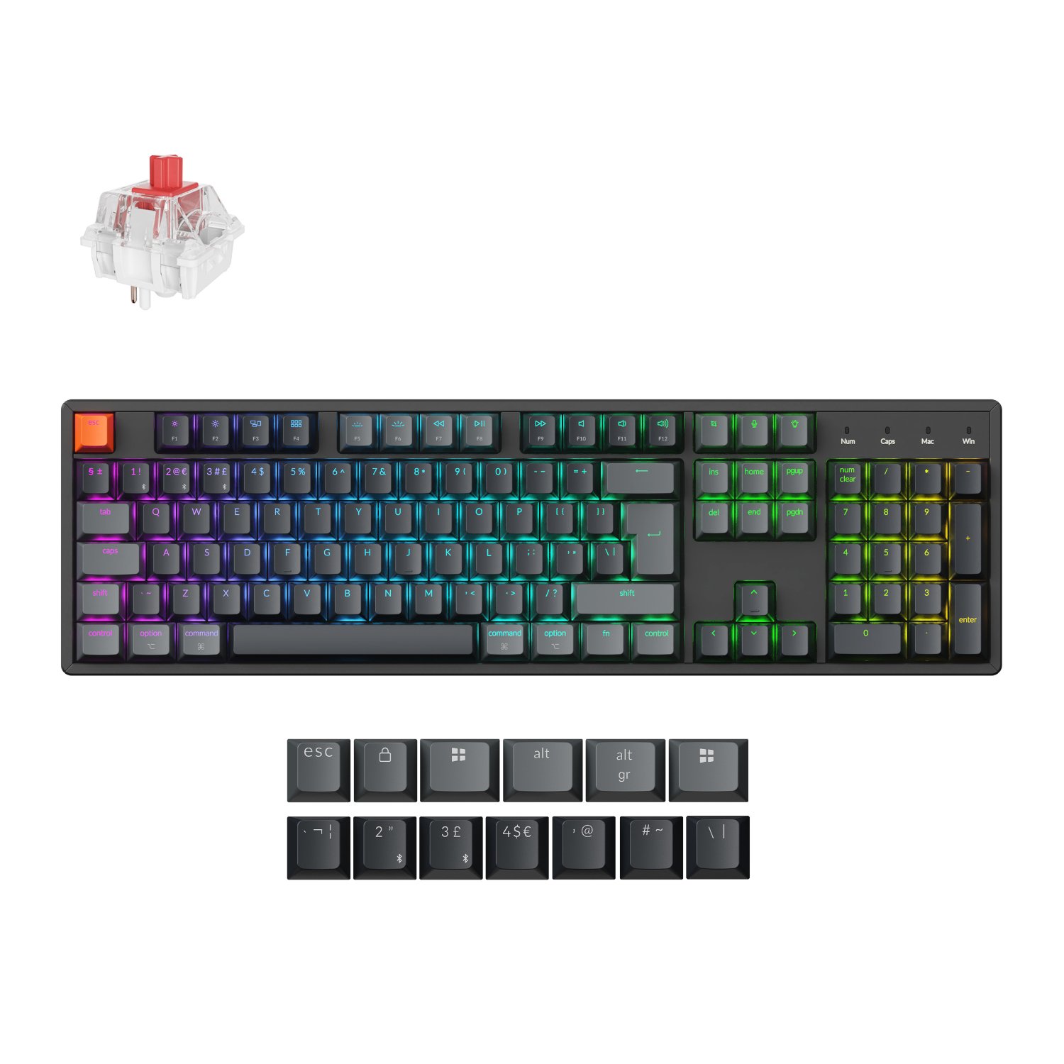 Keychron K10 QMK Full-size RGB Wireless Custom Mechanical Keyboard V.2 (Super RED Switch) – Black Keychron K10 QMK Full-size RGB Wireless Custom Mechanical Keyboard V.2 (Super RED Switch) – Black