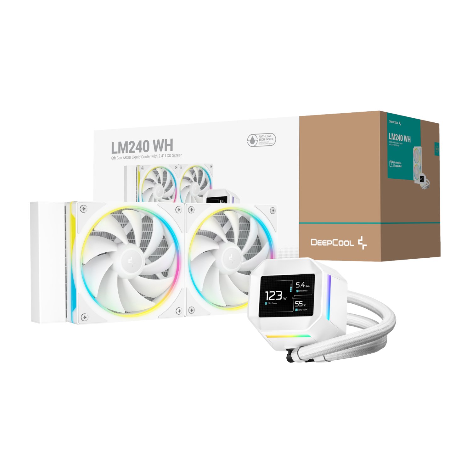 DeepCool LM240 ARGB 240mm AiO Liquid Cooler - White DeepCool LM240 ARGB 240mm AiO Liquid Cooler - White