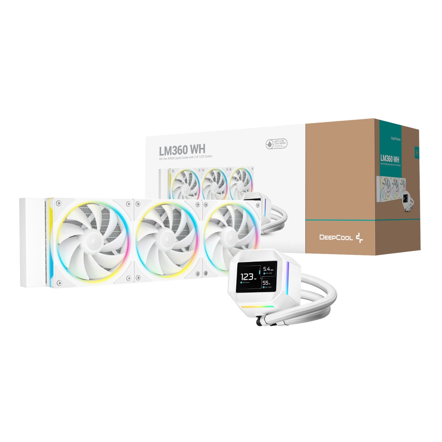 DeepCool LM360 ARGB 360mm AIO CPU Liquid Cooler - White DeepCool LM360 ARGB 360mm AIO CPU Liquid Cooler - White