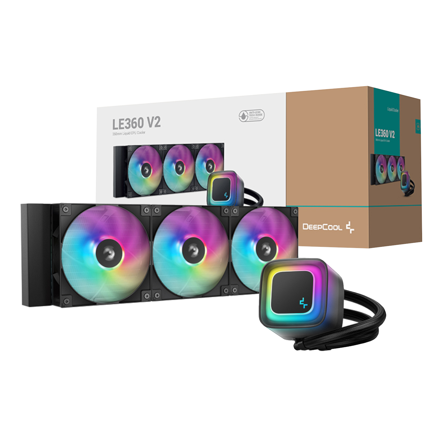 DeepCool LE360 V2 ARGB 360mm AIO Liquid Cooler - Black DeepCool LE360 V2 ARGB 360mm AIO Liquid Cooler - Black